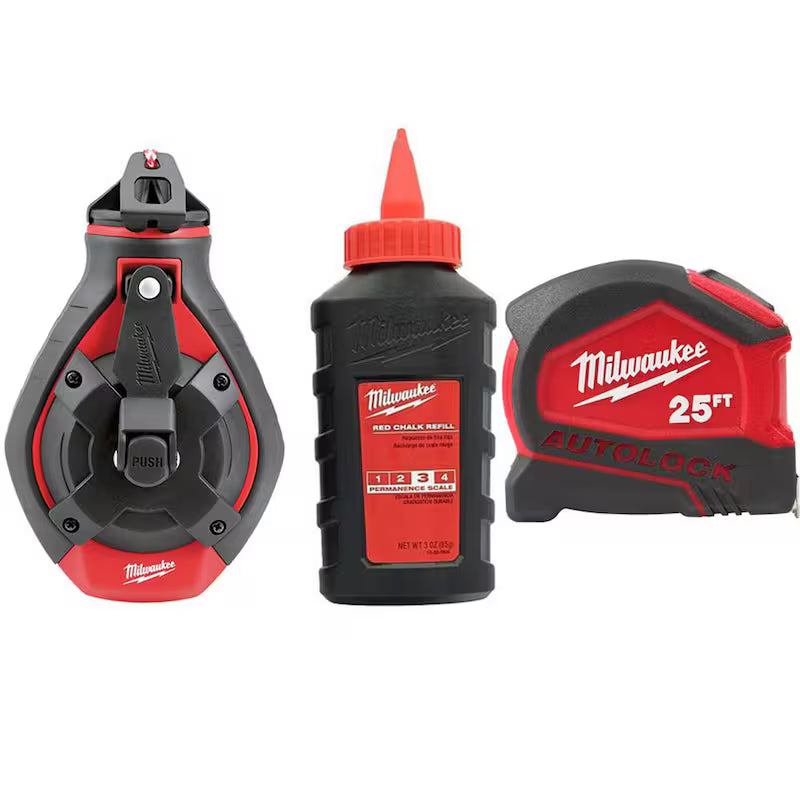 100 ft. Chalk Reel Kit with Red Chalk and 25 ft. Tape Measure T37727