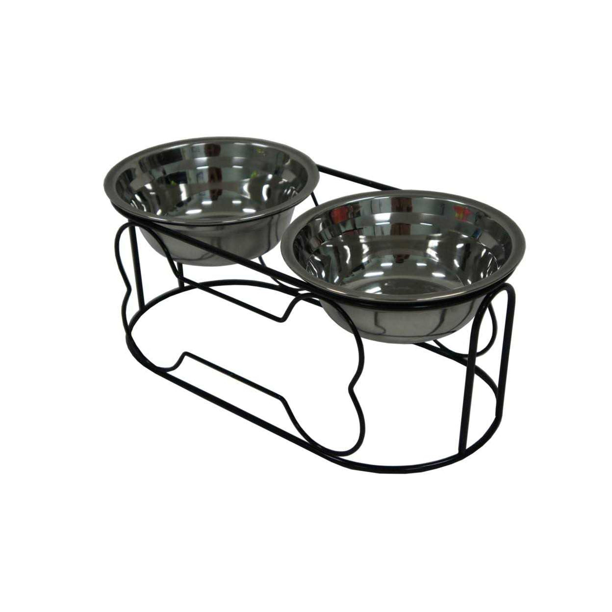 Wrought Iron Stand with Stainless Steel Feeder Bowls J1717