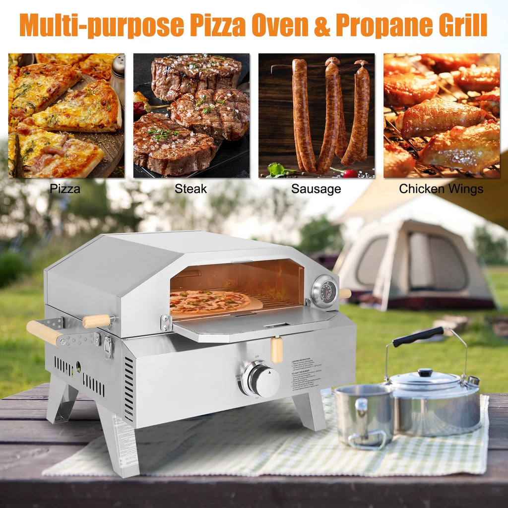 2-in-1 Portable Stainless Steel Pizza Oven and Propane Grill Y385