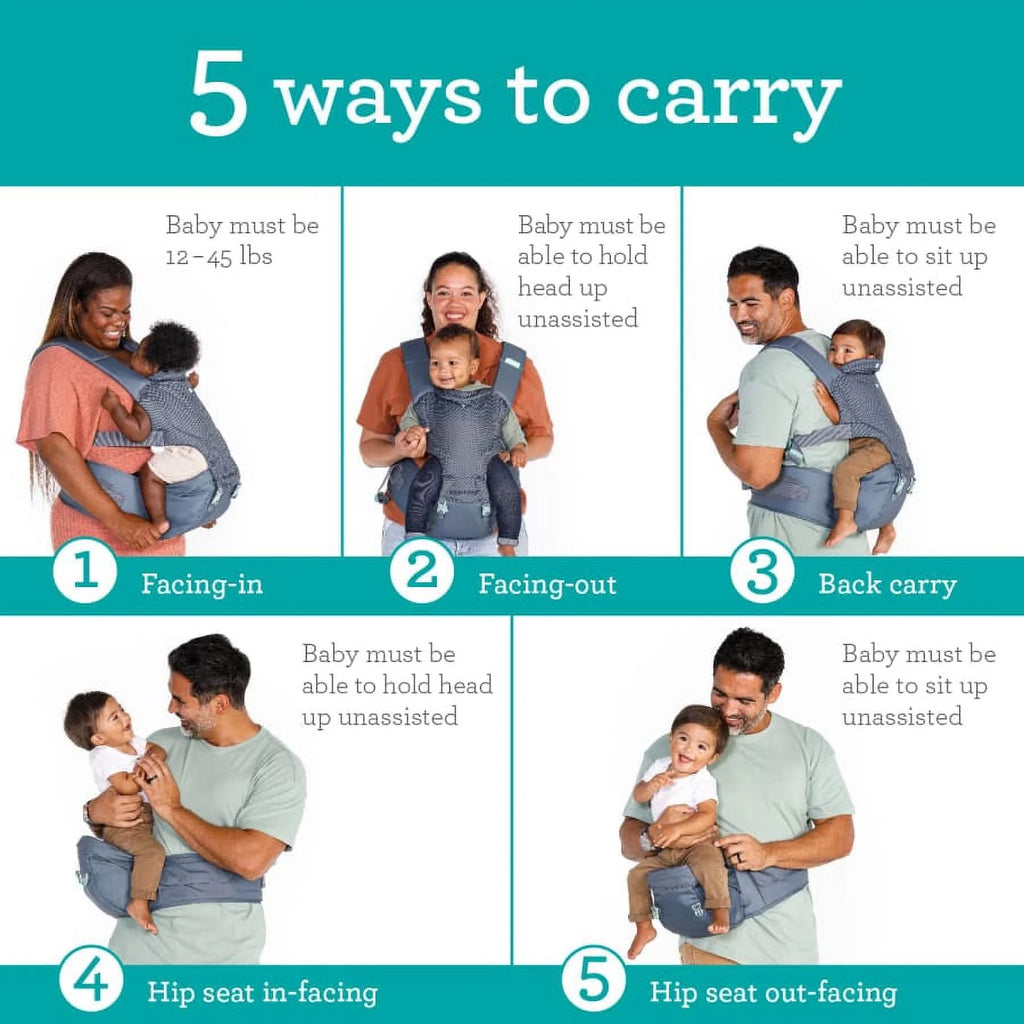 5-in-1 Hip Seat Baby Carrier 12-45 lbs Gray F937