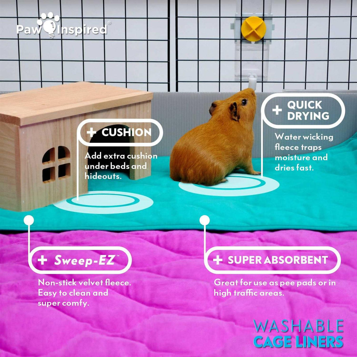 Washable Fleece Guinea Pig Cage Liners & Bedding B307056