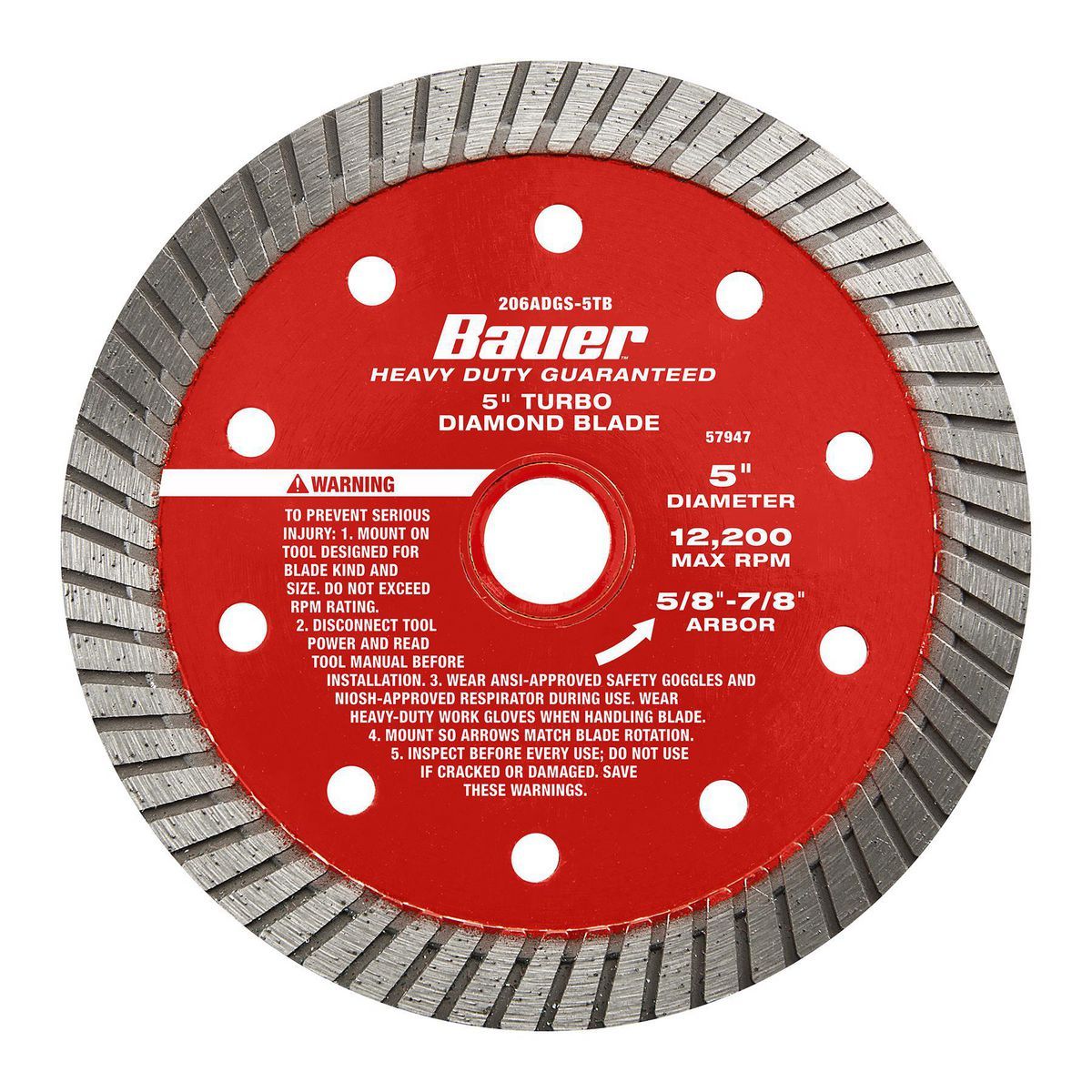 5 in. Turbo Rim Wet or Dry Cut Diamond Saw Blade S81737