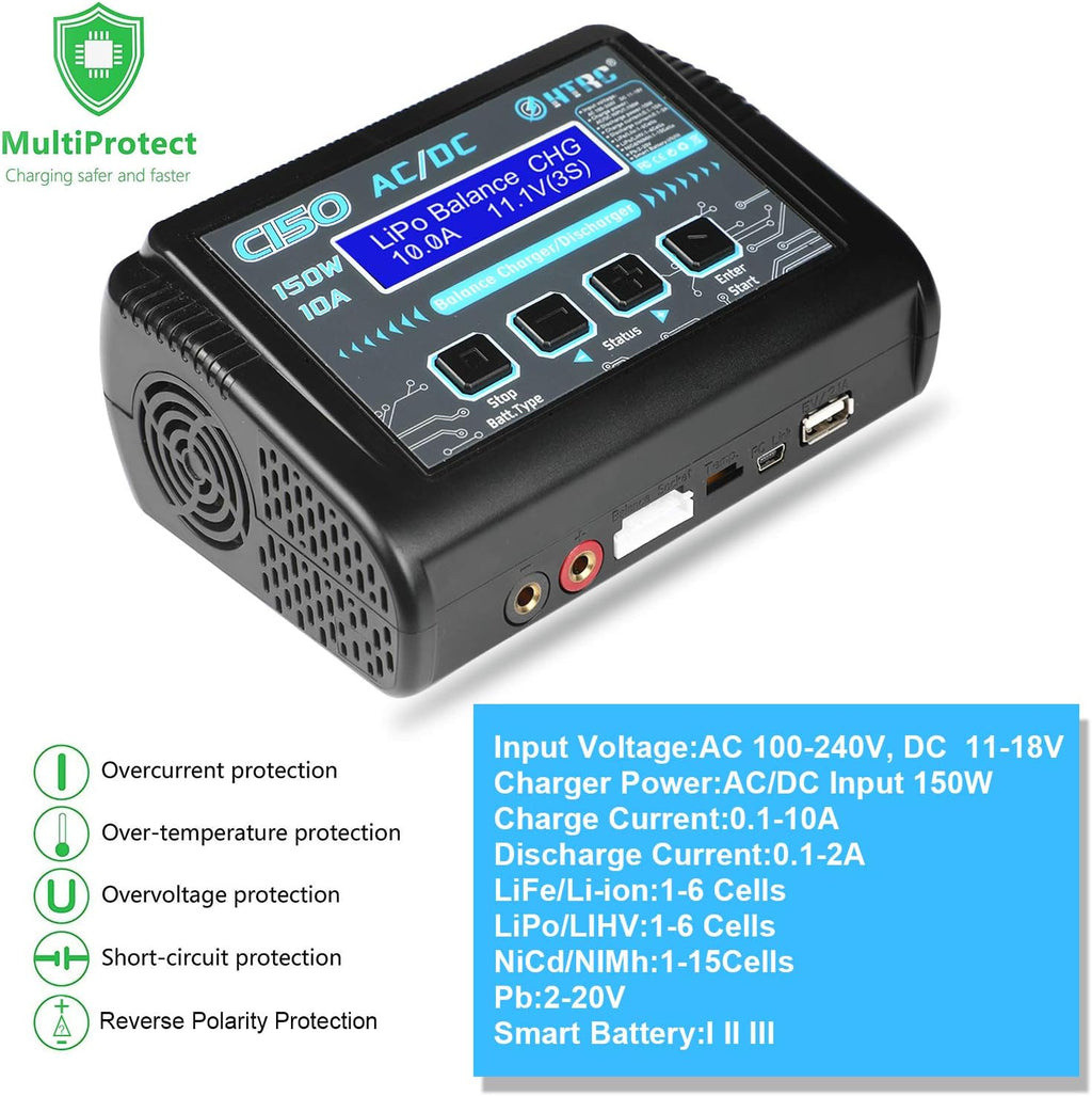 150W 10A 1-6S AC/DC LiPo Battery Balance Charger L544593