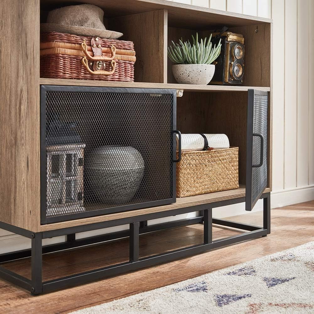 Wood 4-Tier Bookshelf with 4 Display Cases Q2686