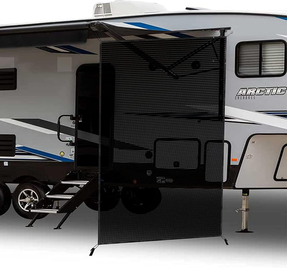 Black Mesh RV Awning Sunshade F6087