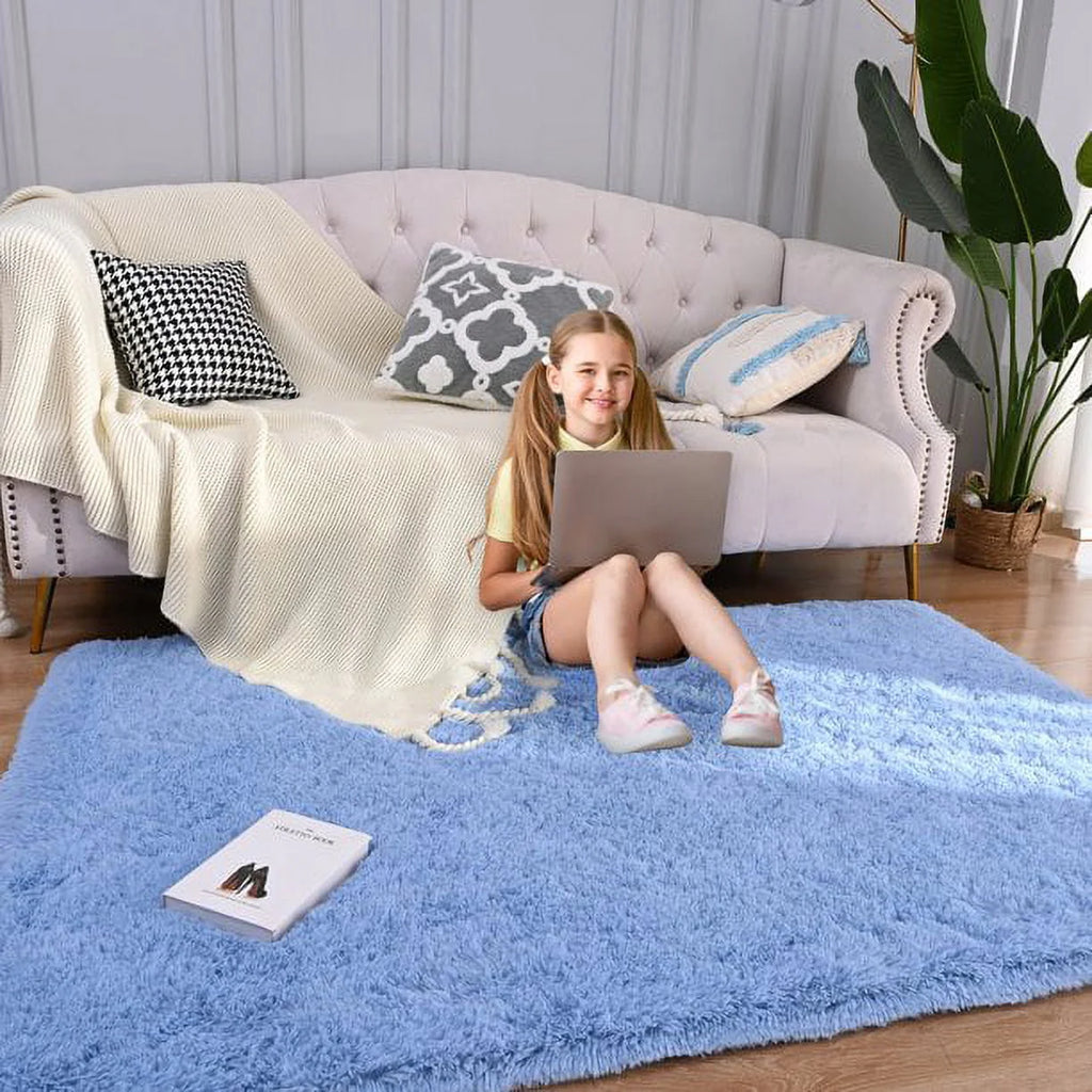 Super Soft Shaggy Area Rug 5'x8' Black Q165