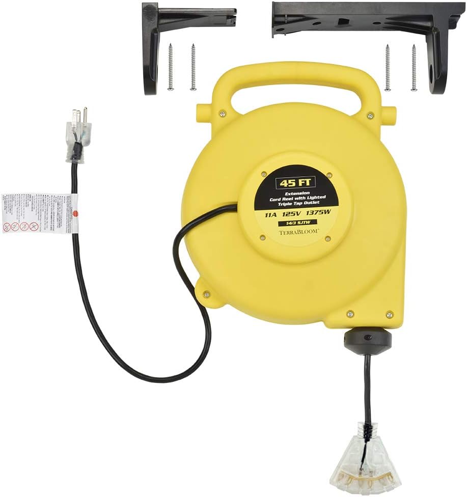 40 Ft 12/3 Retractable Extension Cord Reel with 3 Outlets U84655