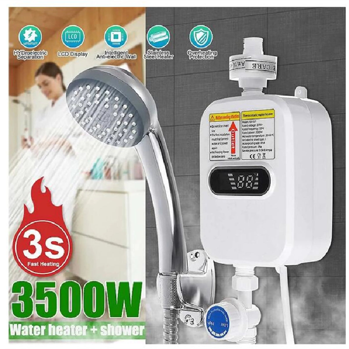 3500W 110V Tankless Electric Water Heater T91167