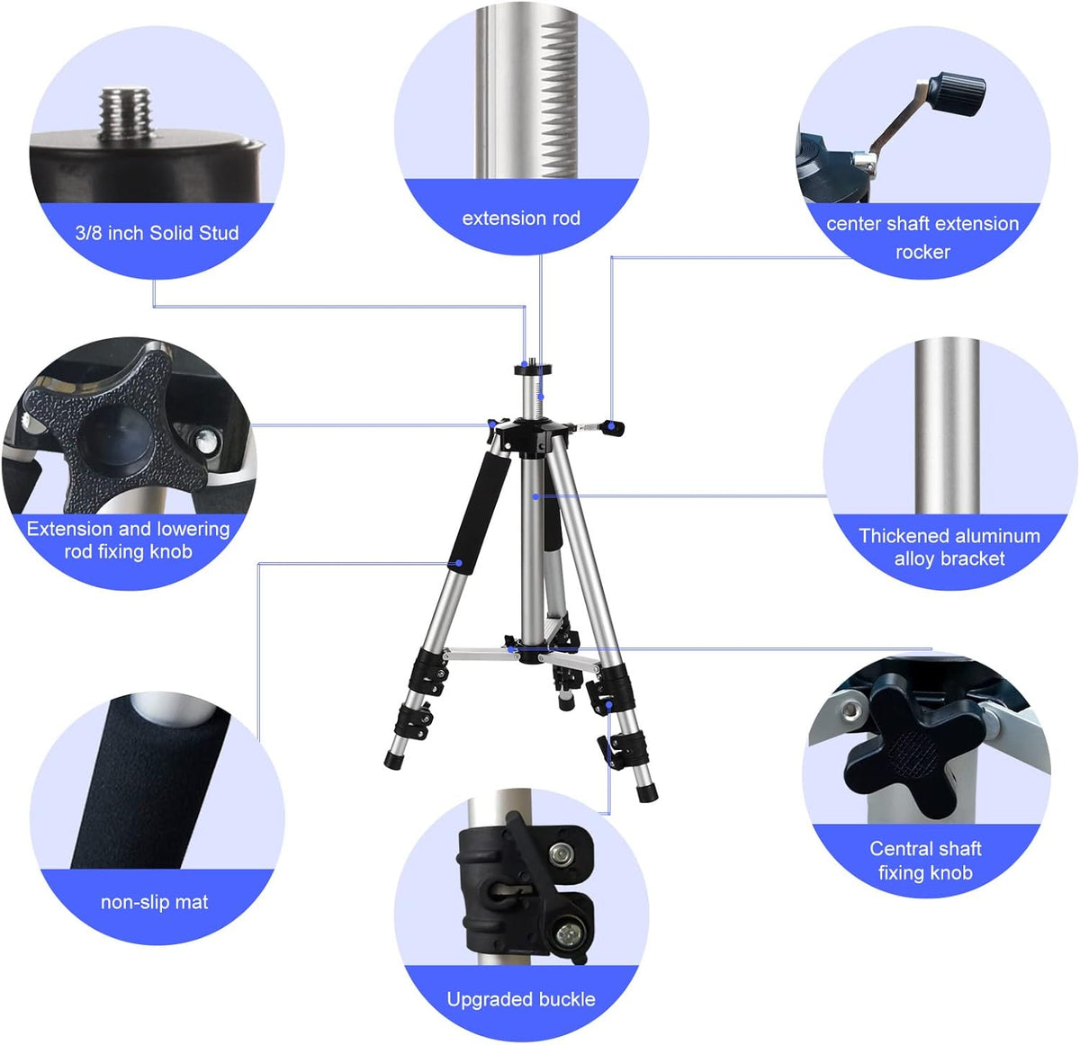 Adjustable Aluminum Tripod Stand with Tray and Ball Head B522