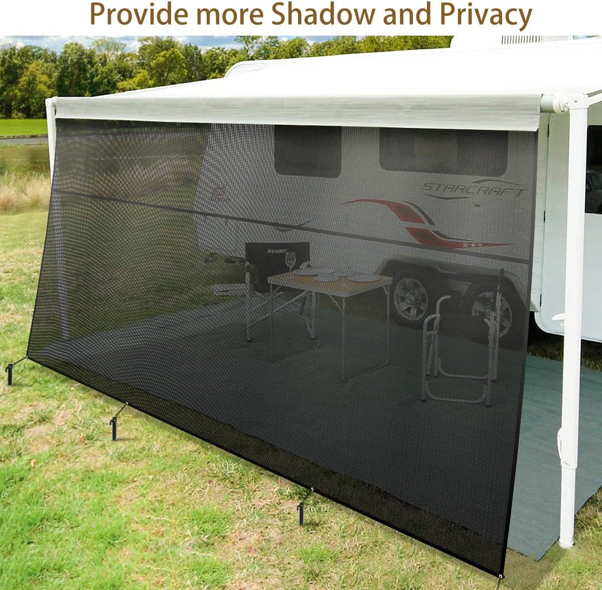 Black Mesh RV Awning Sun Shade Screen 15'x9' H3750