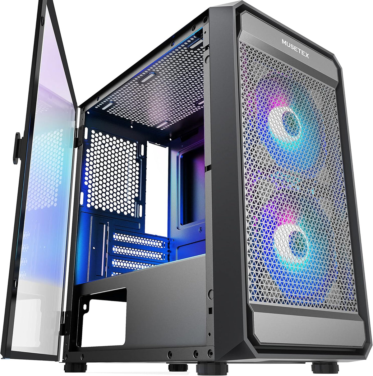Matx PC Case with 2pcs ARGB Fans Mesh Airflow T355