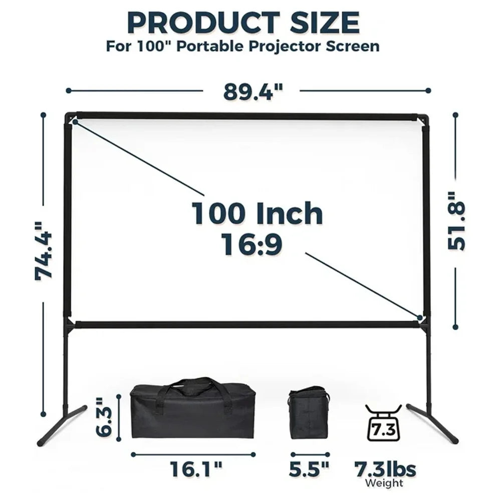 100 inch 16:9 Portable Projector Screen with Stand E302320