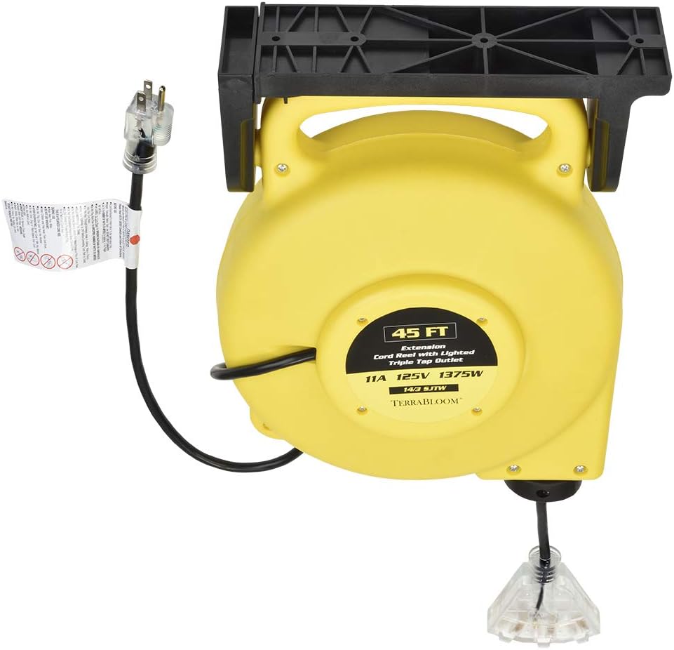 40 Ft 12/3 Retractable Extension Cord Reel with 3 Outlets U84655
