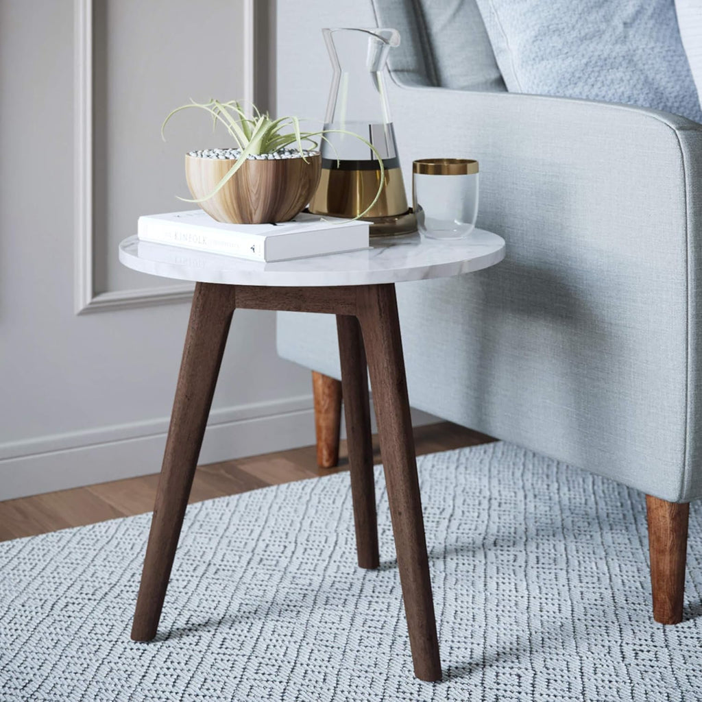Mid-Century Nightstand with Solid Wood Legs M136