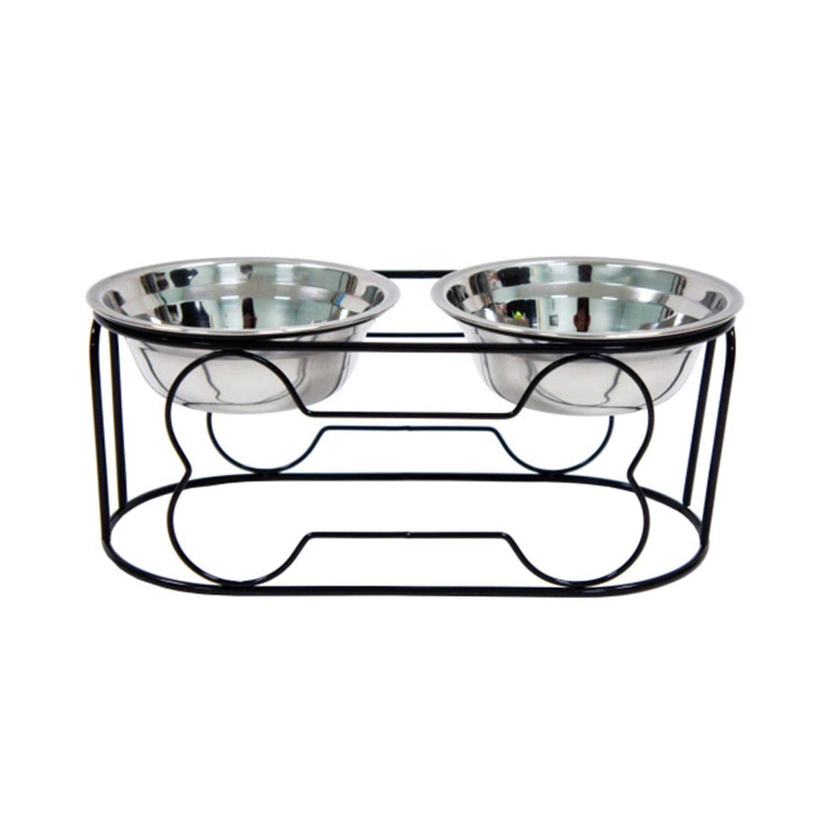 Wrought Iron Stand with Stainless Steel Feeder Bowls J1717