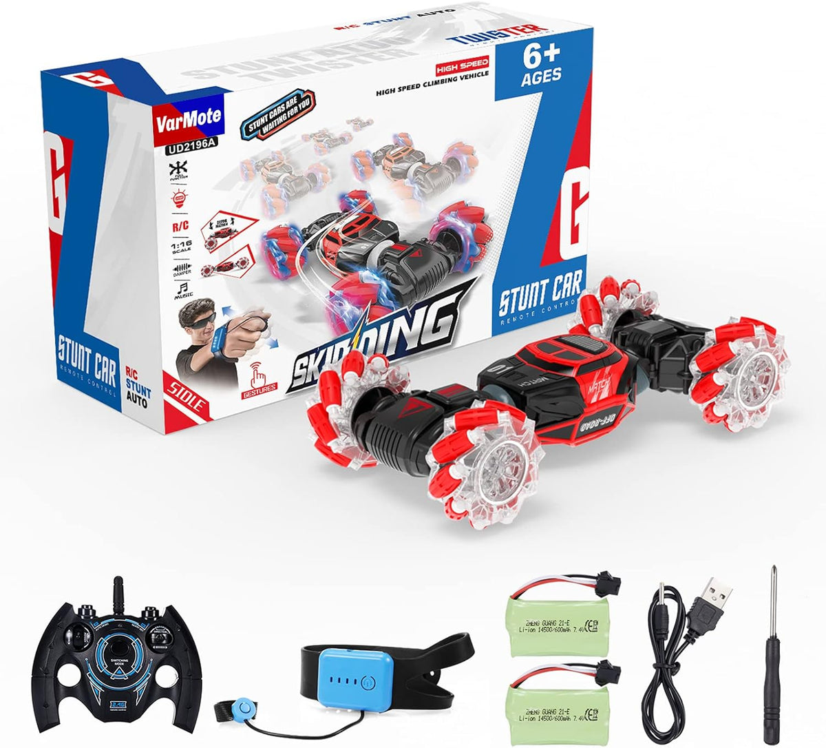 4WD Remote Control Stunt Car with 2 Rechargeable Battery Packs and Lights V896