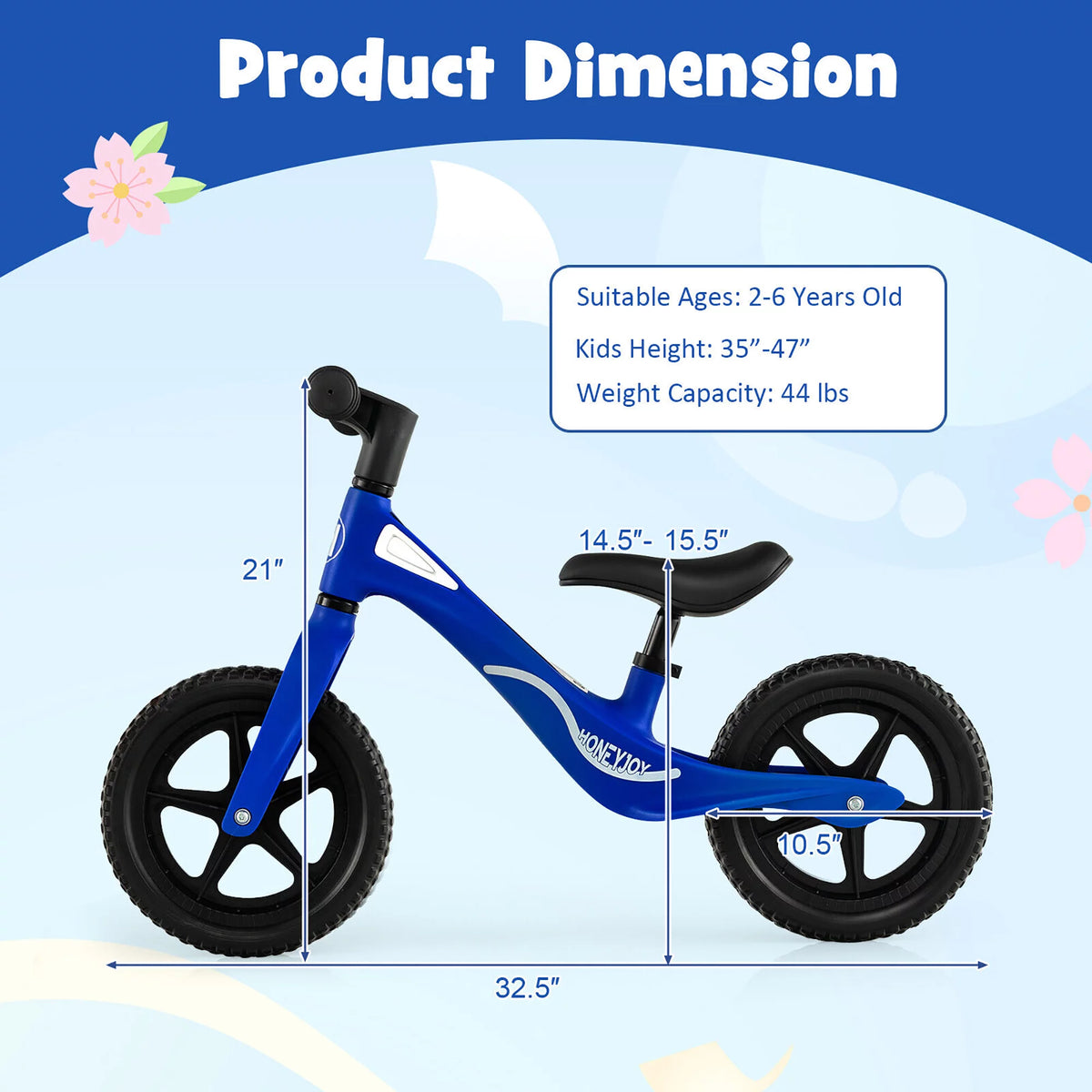 Kids Balance Bike with Rotatable Handlebar Red I825