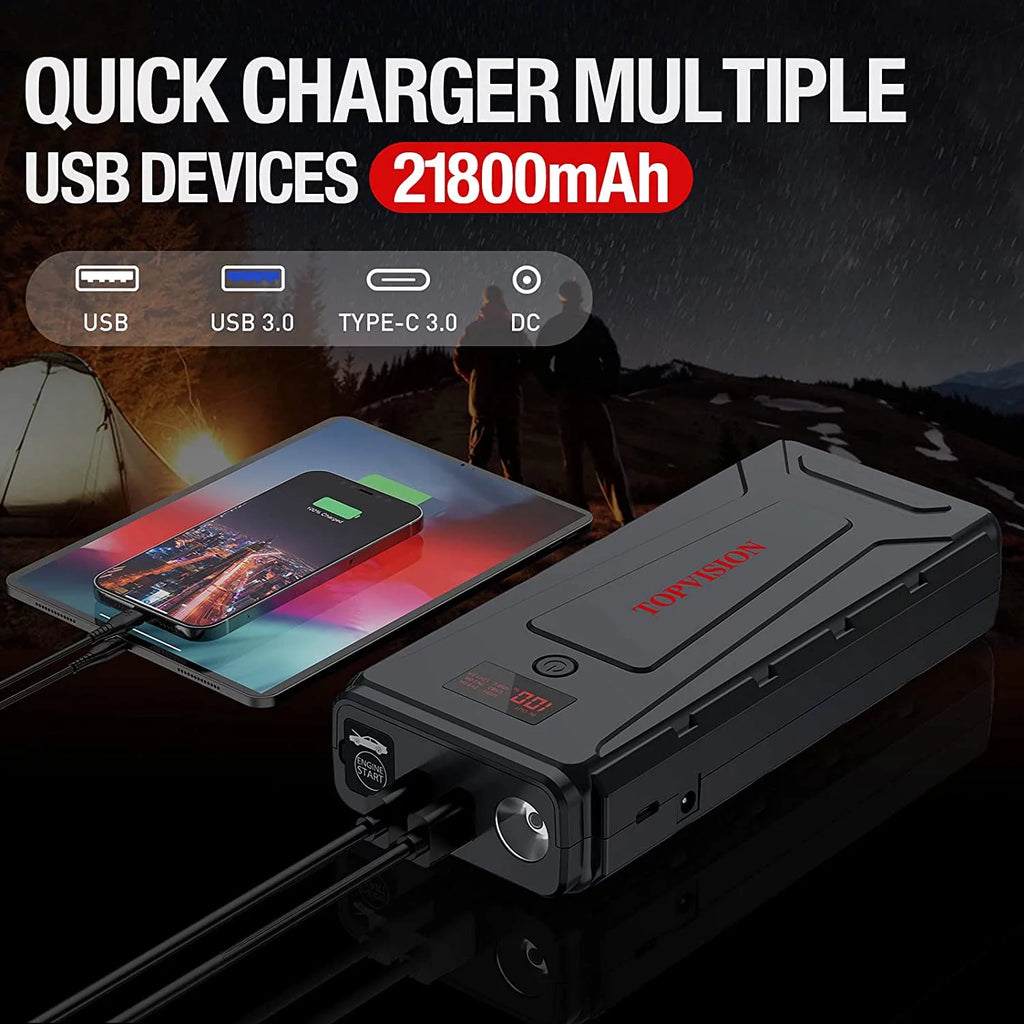 12V Car Jump Starter with Dual USB Quick Charge and DC Output G29174