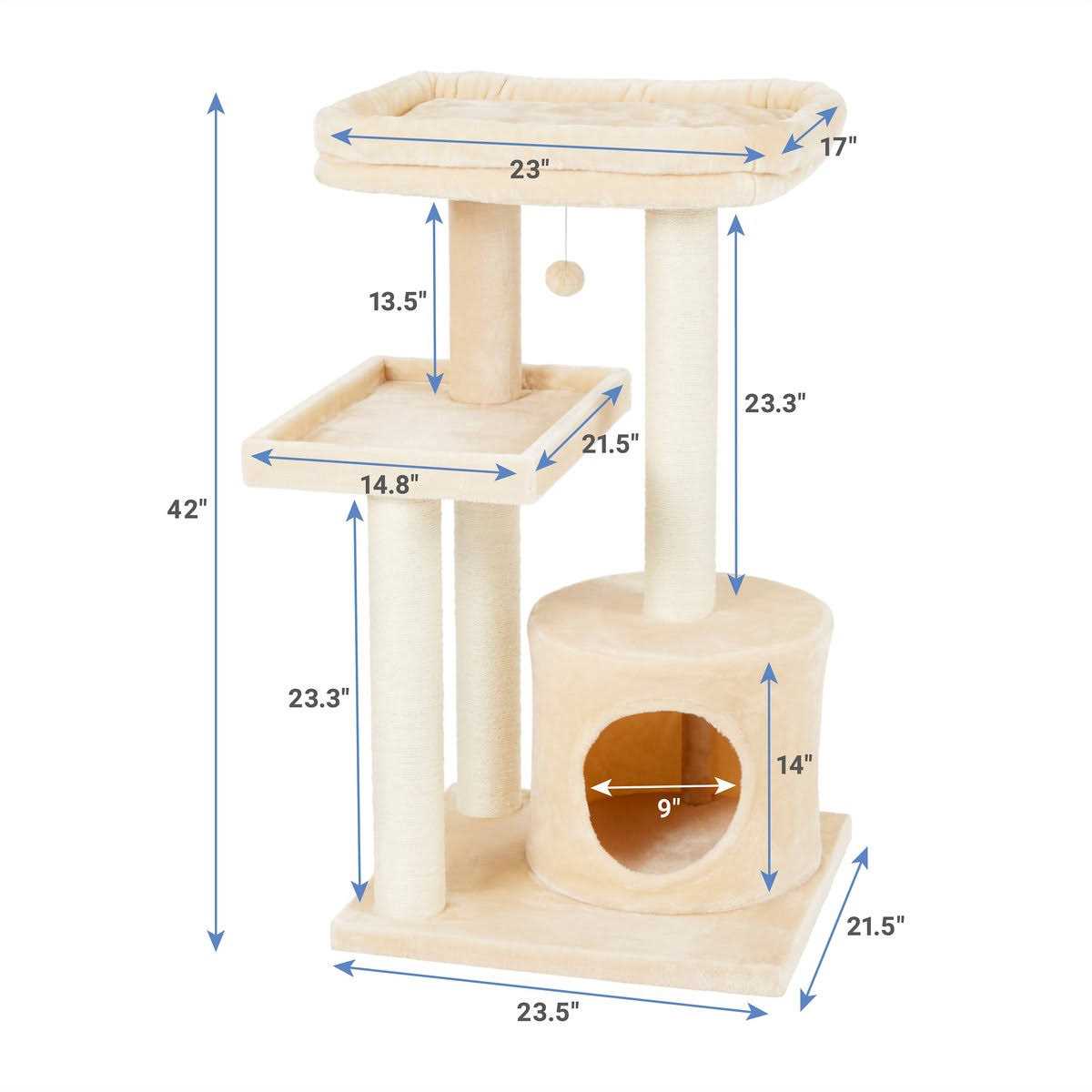 42-in Faux Fur Cat Tree Condo A961755