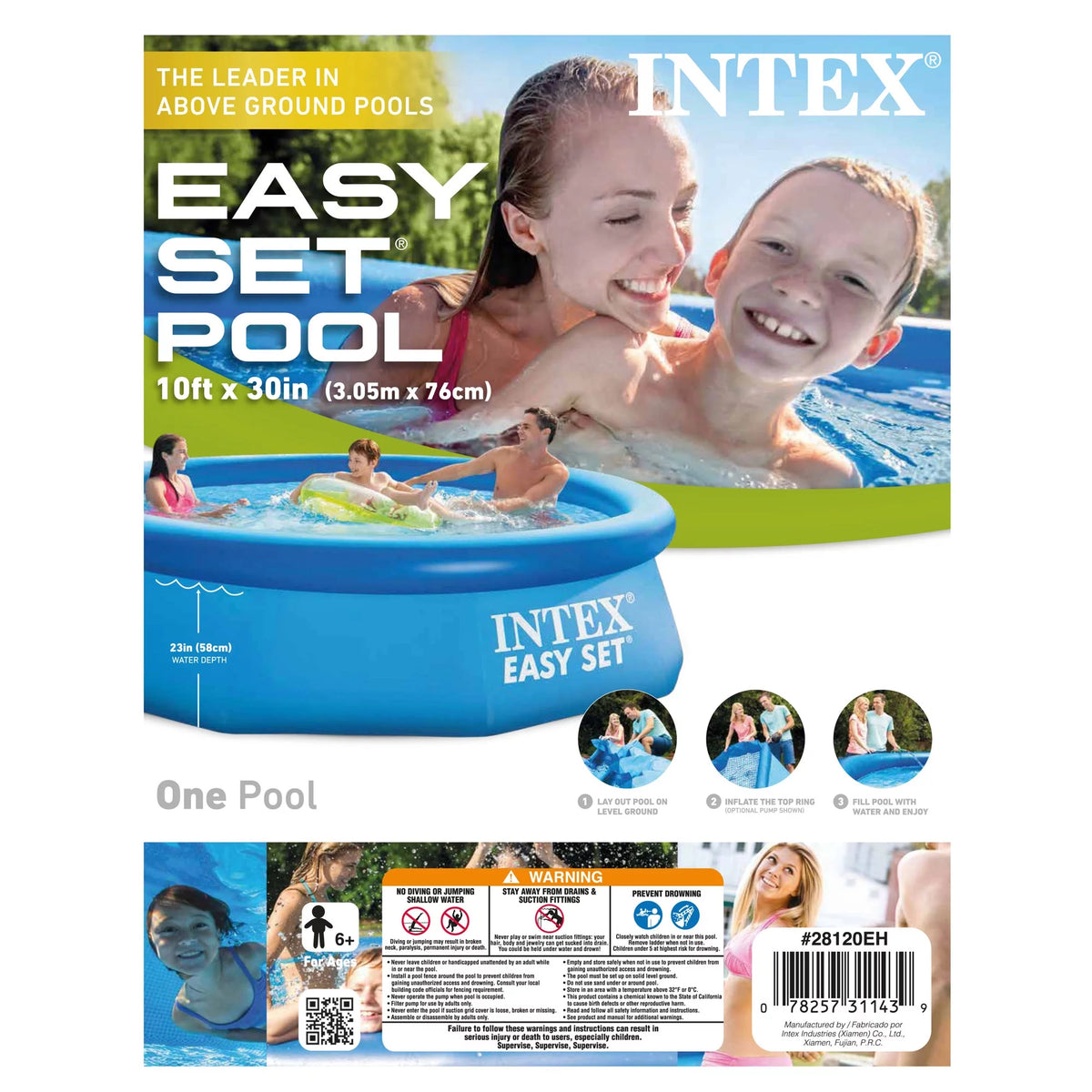 10 Ft x 30 In Inflatable Round Swimming Pool H1988