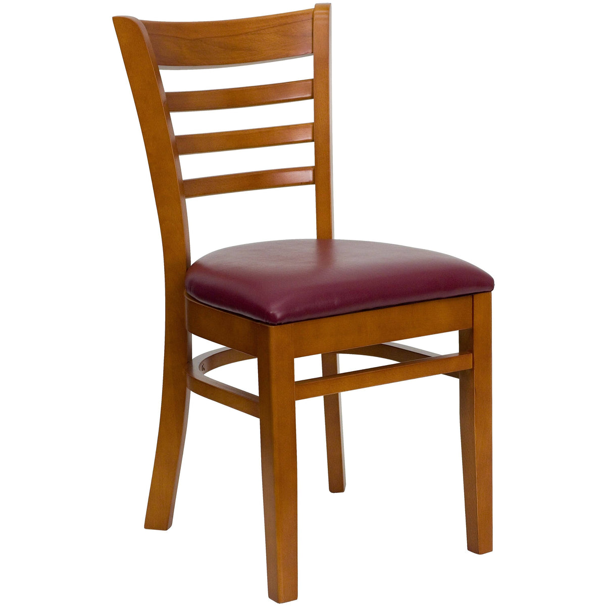 Cherry Wood Restaurant Chair with Burgundy Vinyl Seat C44768