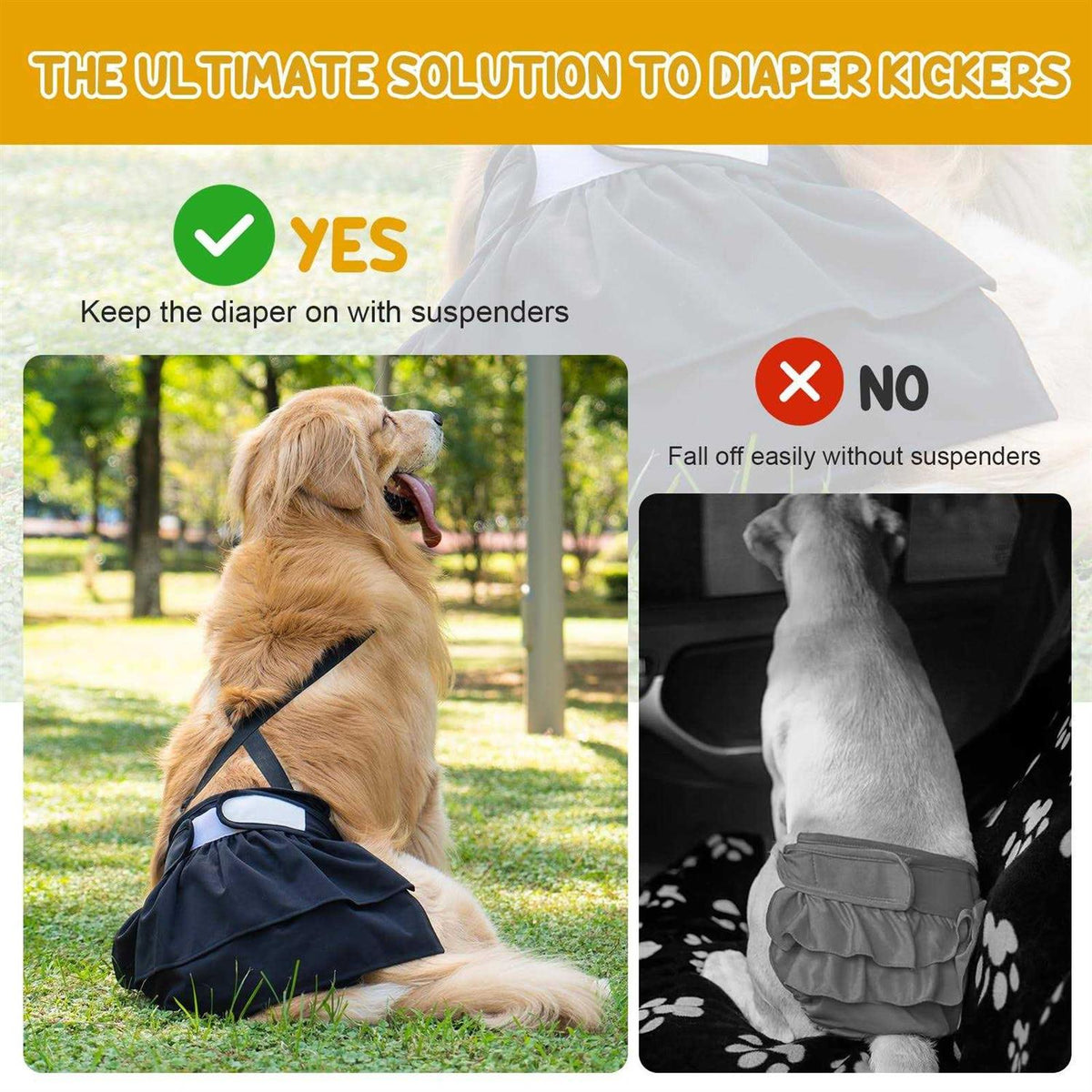 Washable Female Dog Diaper with Suspender 3 Pack I51889