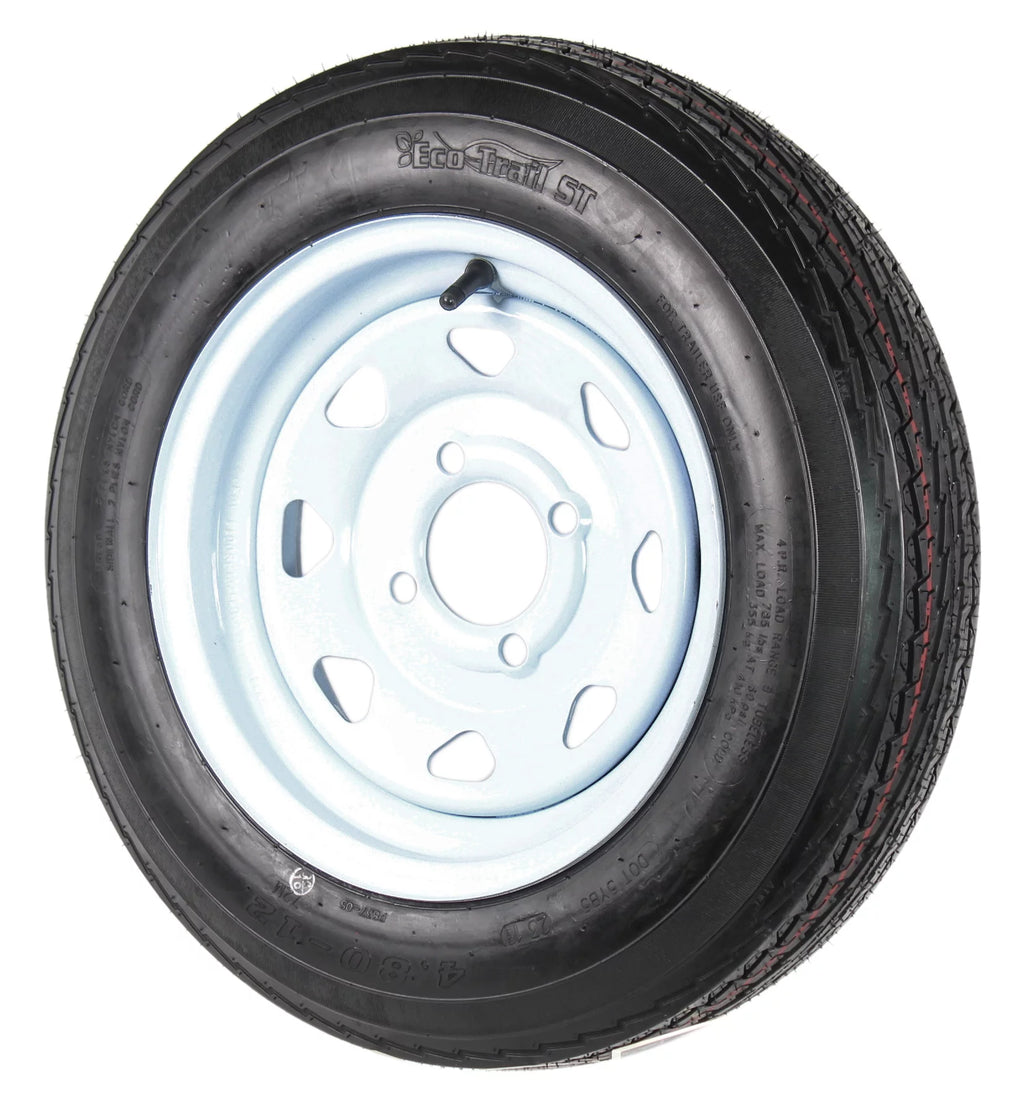 12" Trailer Tires On Rims 4 Lug White Spoke L635