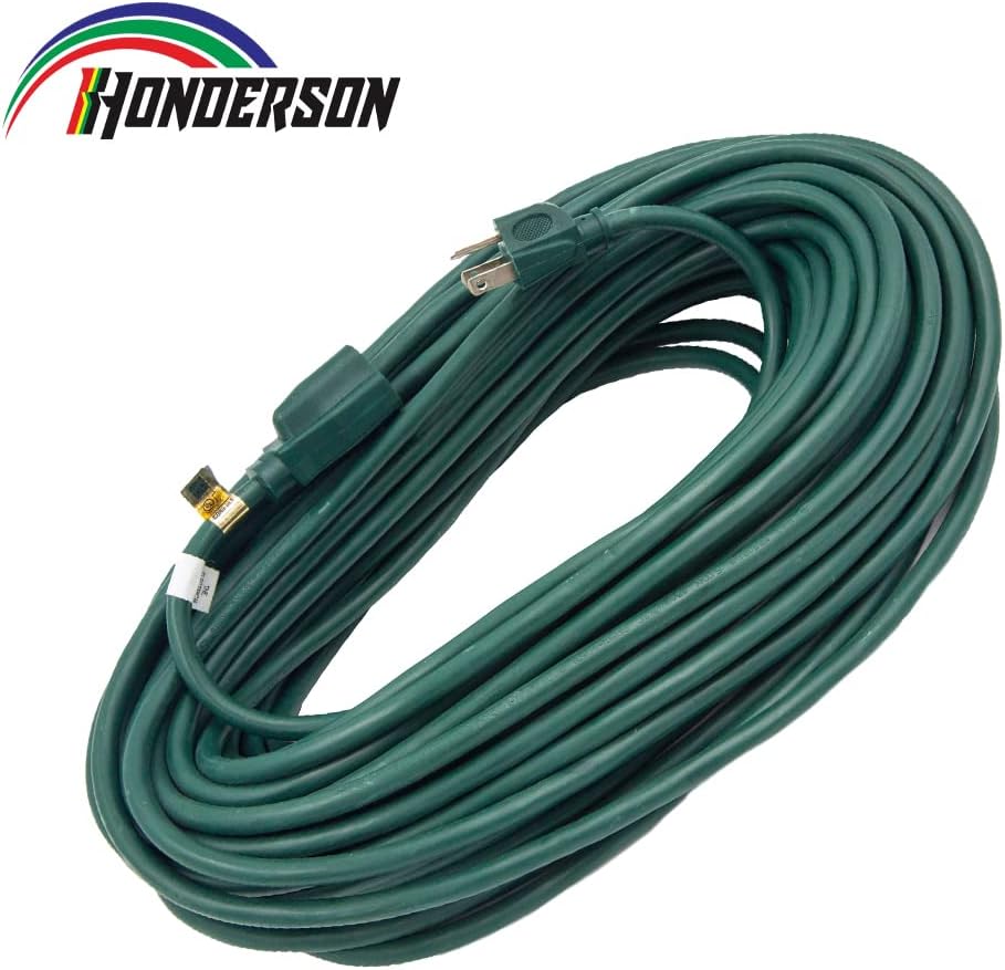 100 Ft Weatherproof 16/3 SJTW Green Extension Cord with 3 Prong Grounded Plug F6766