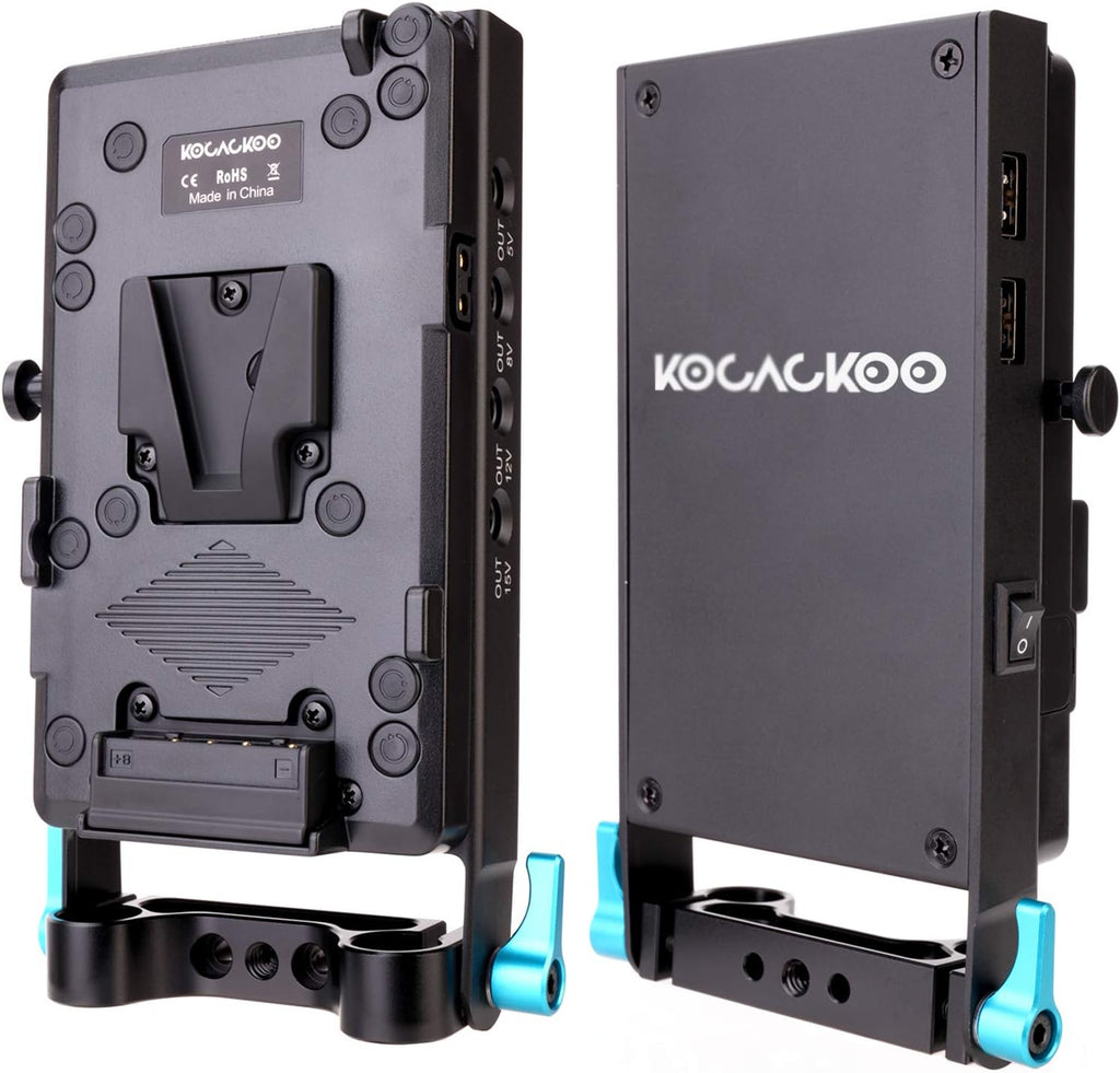 V-Mount Lock Battery Plate Power Supply Splitter Adapter with 15mm Rod Clamp L550180