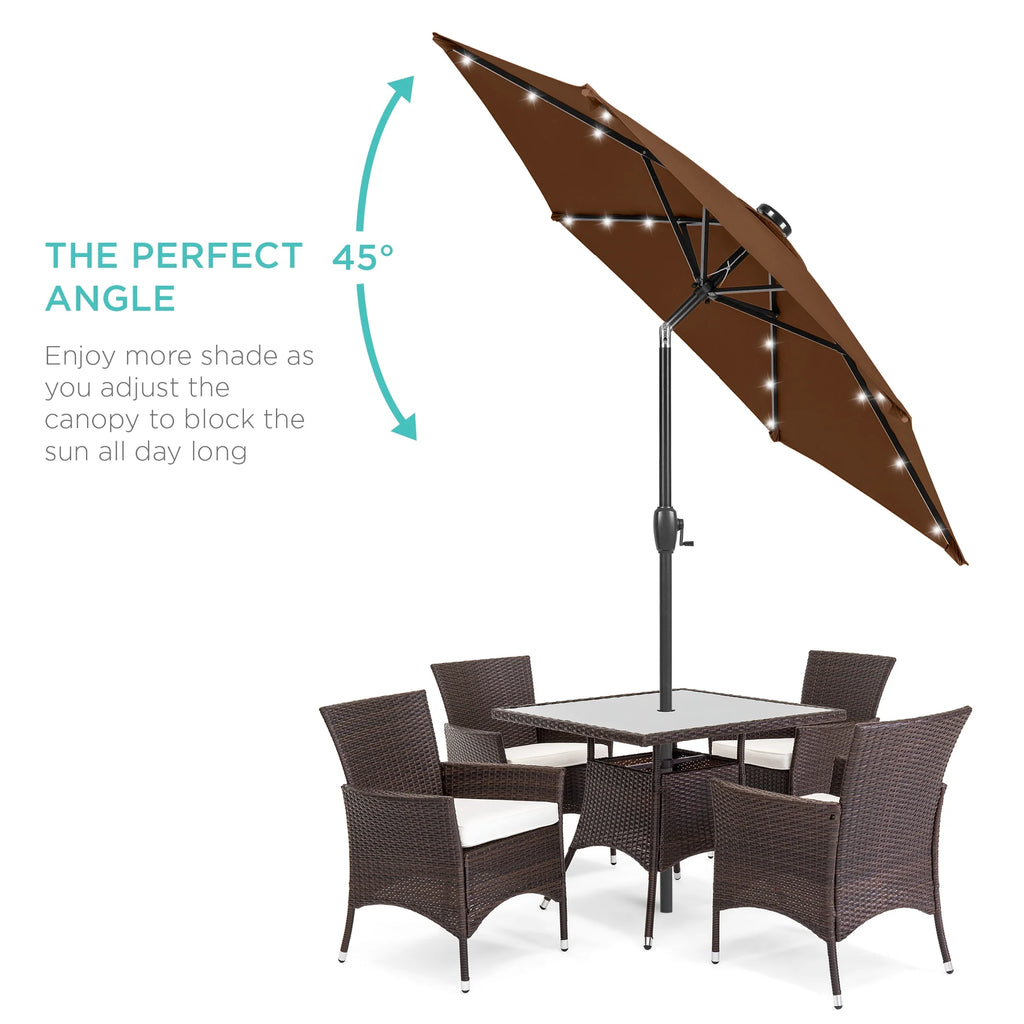 7.5ft Solar Patio Umbrella with Tilt, Crank, LED Lights S79541