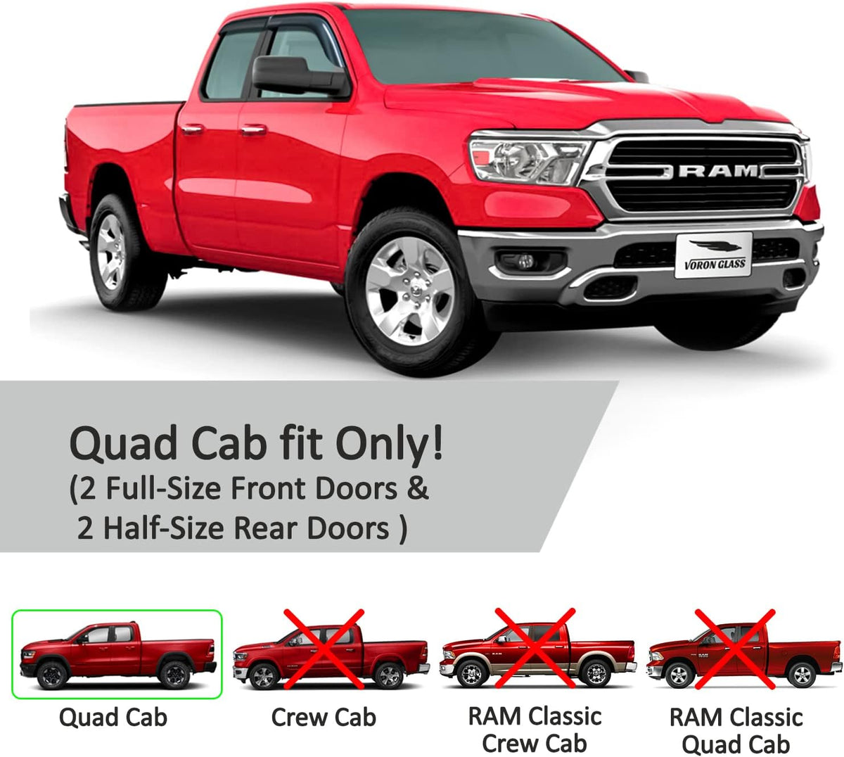 Tape-on Window Deflectors for Trucks 4 Pieces V2948