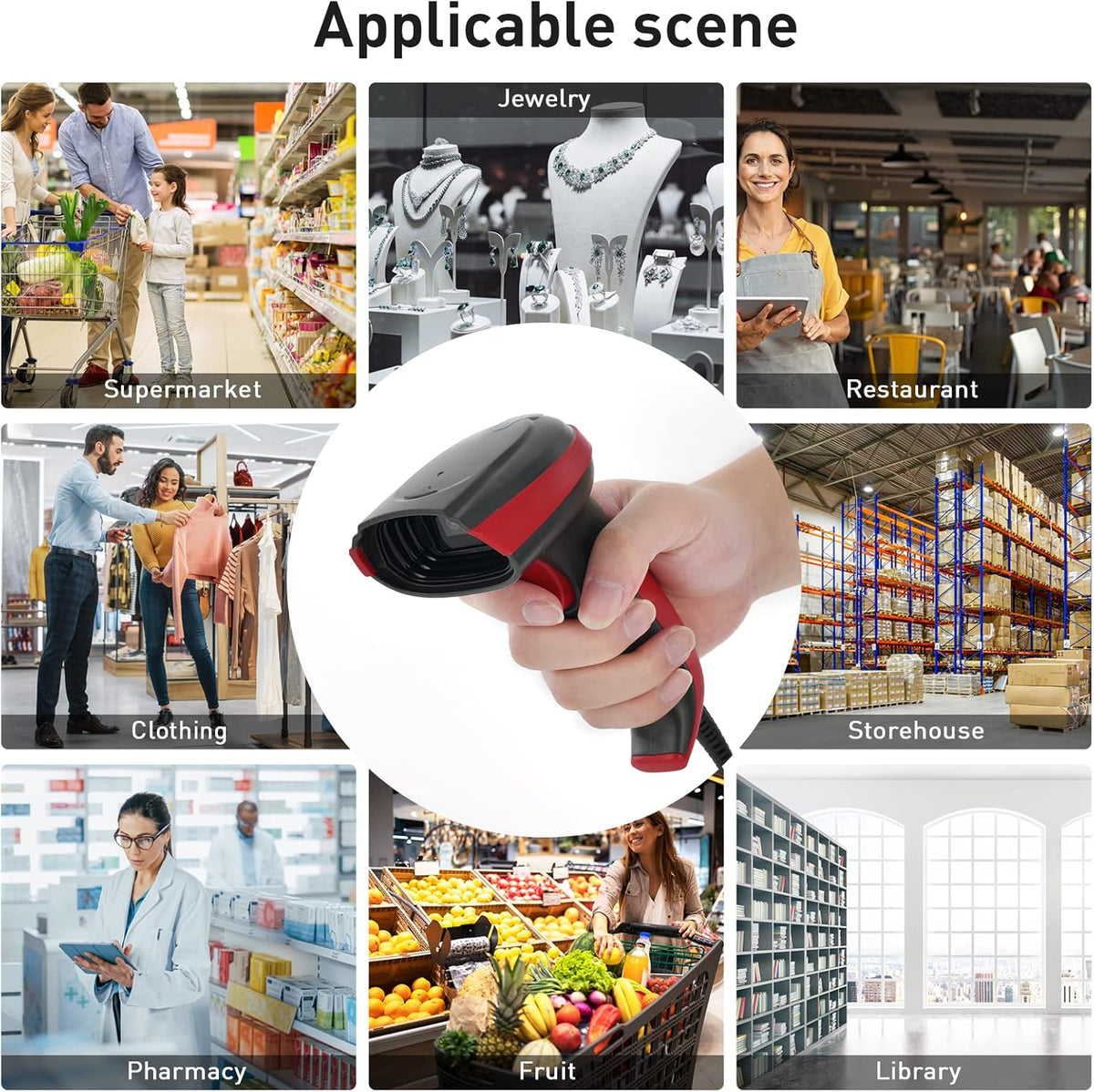 Wired 2D QR 1D Barcode Scanner with USB Cable I362