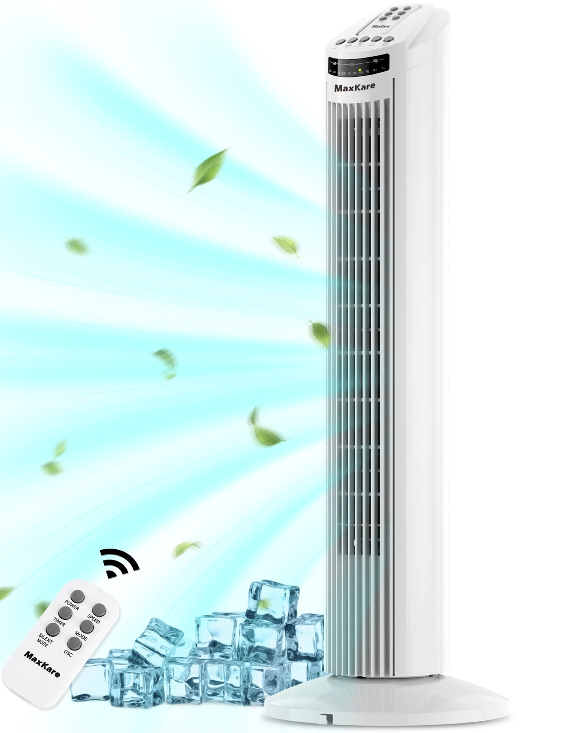 30 Tower Fan Oscillating Fan 60dB Quiet Cooling Fan with Remote Control 3 Speeds 3 Wind Modes Timer White C89783