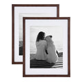 Walnut Brown 14x18 Matted to 11x14 Wood Photo Frame Set, Pack of 2 Y4685