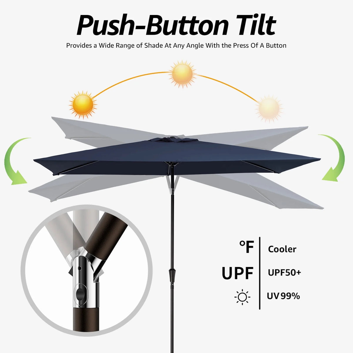6.5' x 10' Rectangular Beige Patio Umbrella A46027