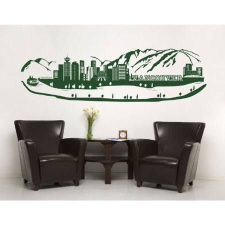 Light Blue 79in x 23in City Skyline Wall Decal R489