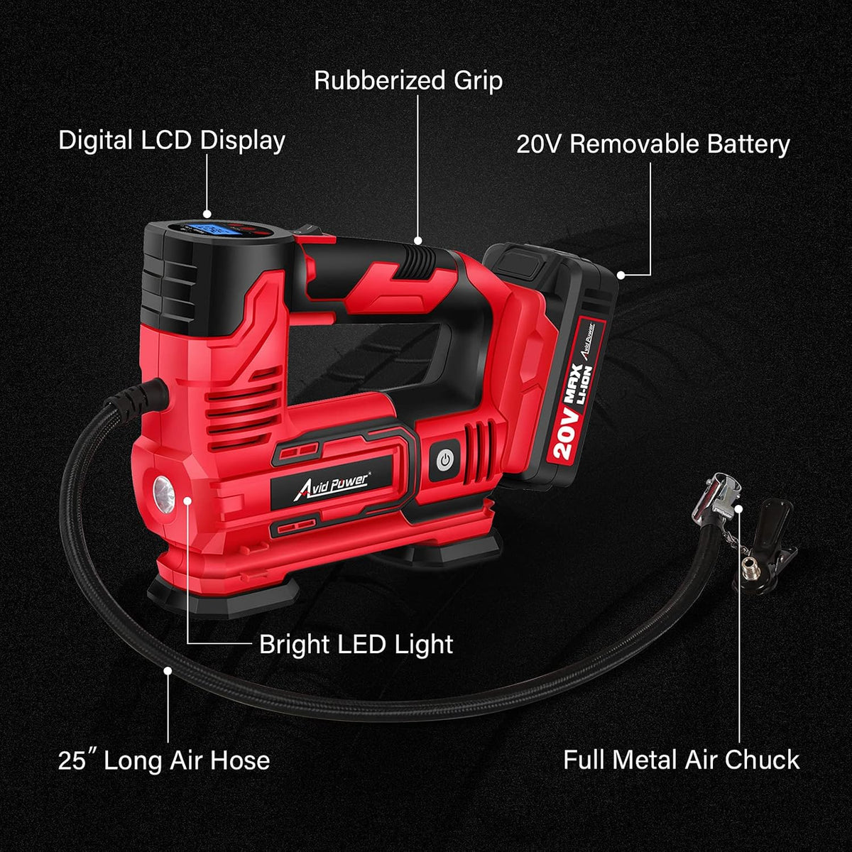 20V Cordless Portable Air Compressor Tire Inflator G280240