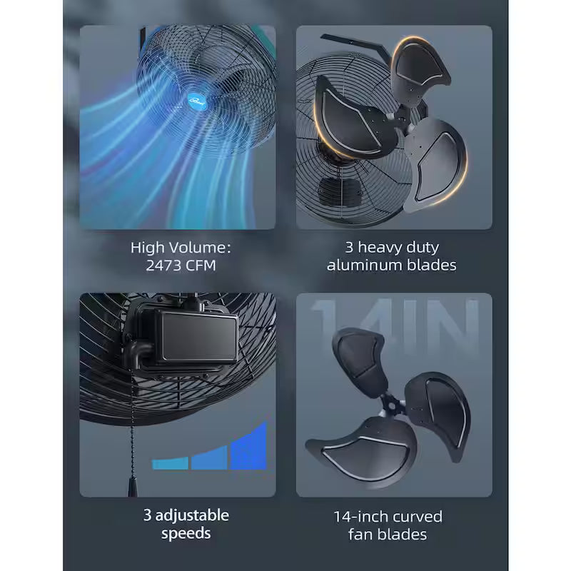 14 in. 3 Speed Wall Mount Outdoor Waterproof Fan O58493
