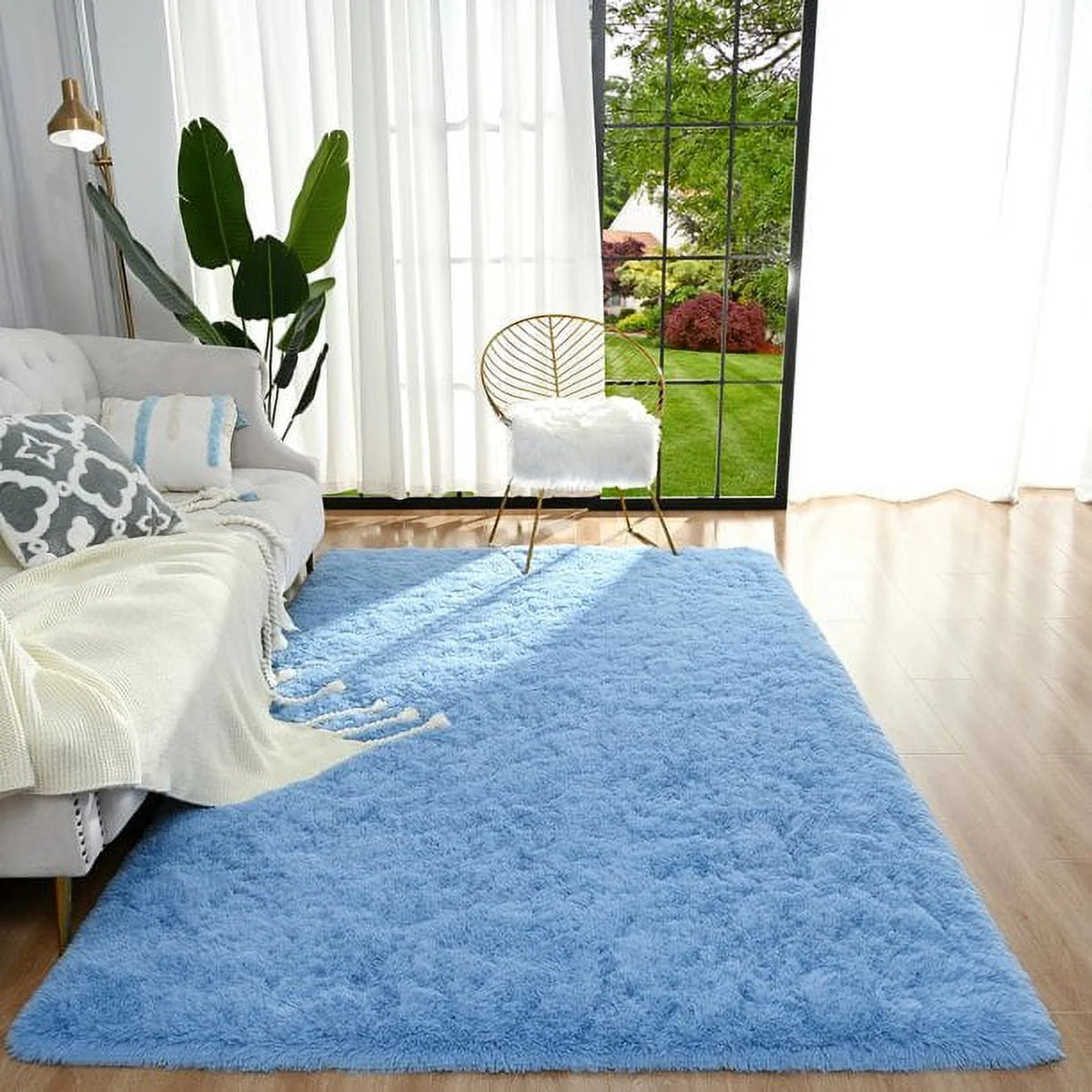 Super Soft Shaggy Area Rug 5'x8' Black Q165