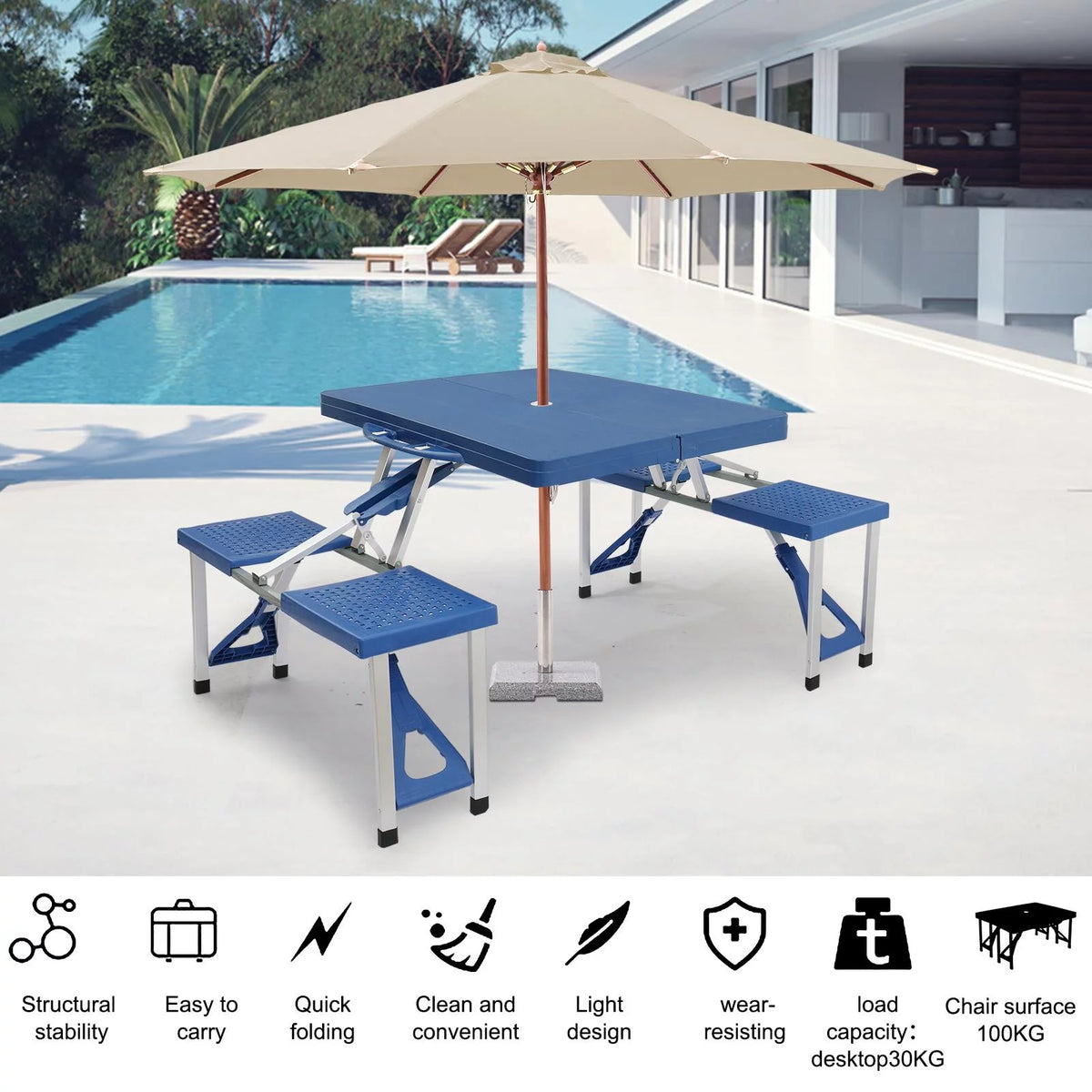 Folding Picnic Table with 4-Person Seats A546