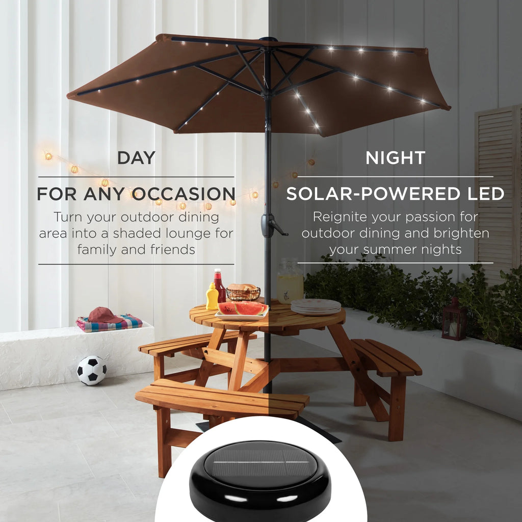 7.5ft Solar Patio Umbrella with Tilt, Crank, LED Lights S79541