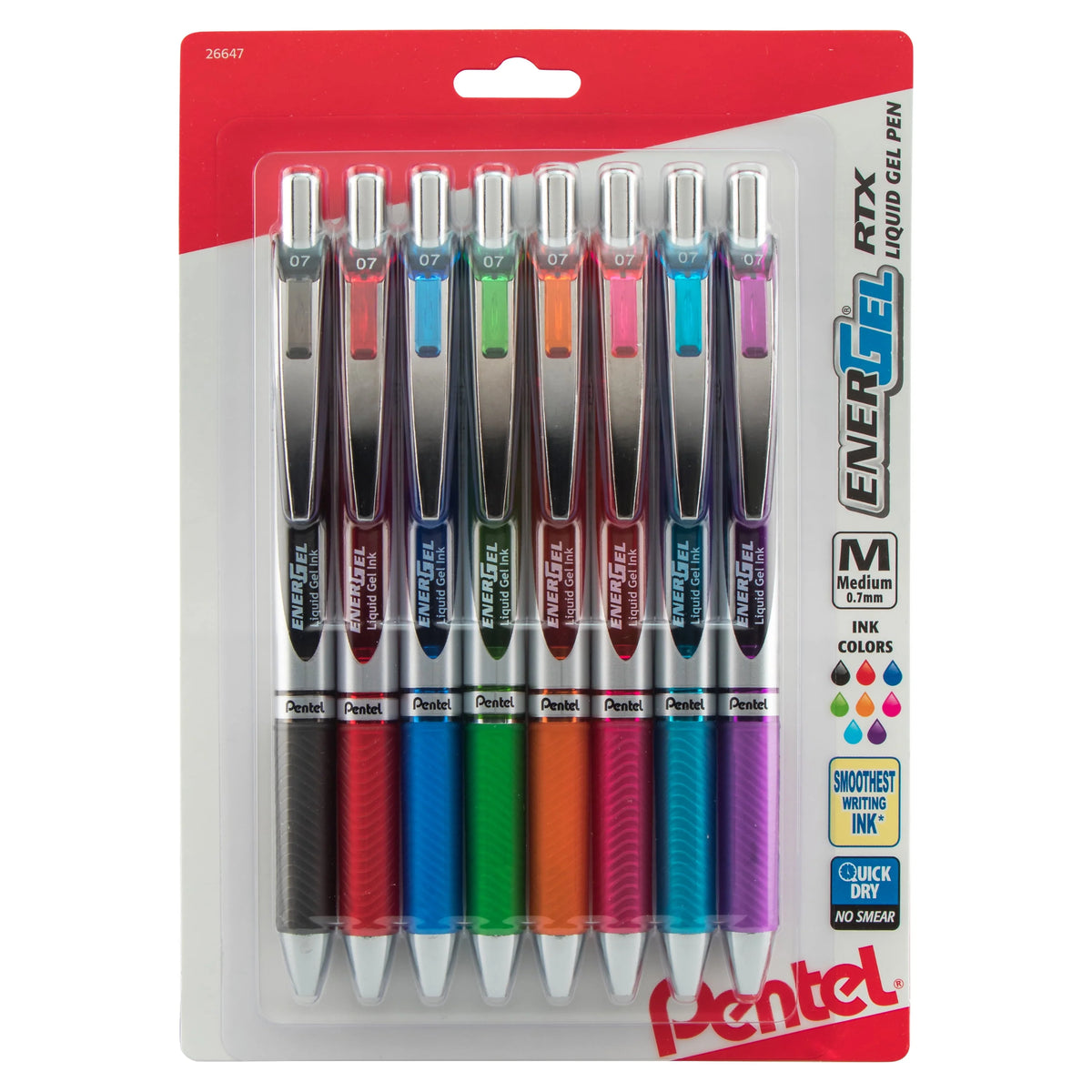 Retractable Liquid Gel Pen 0.7mm Assorted Ink X17448