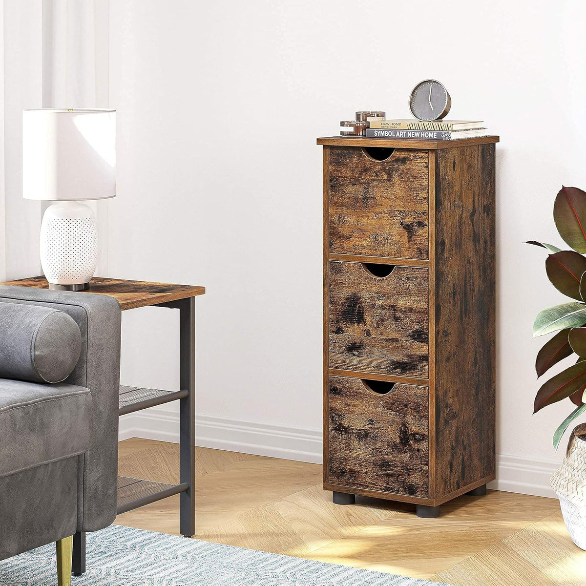 Rustic Brown 3 Drawer Storage Cabinet Y368753