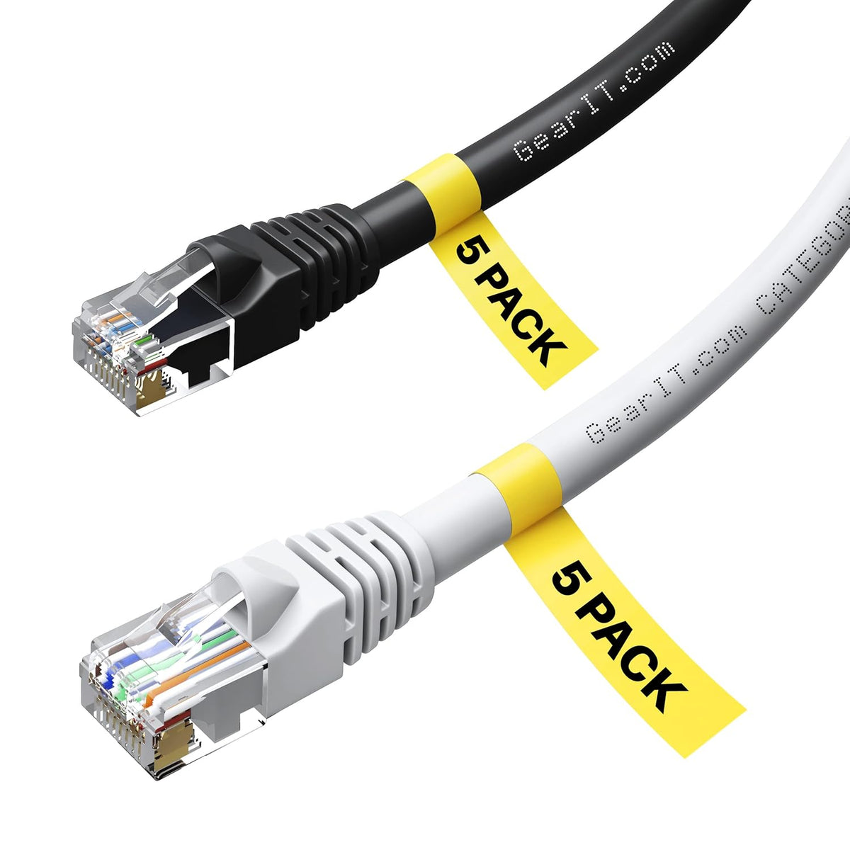 Cat6 Ethernet Cable 25 Feet 10-Pack Black White Pure Copper S86863