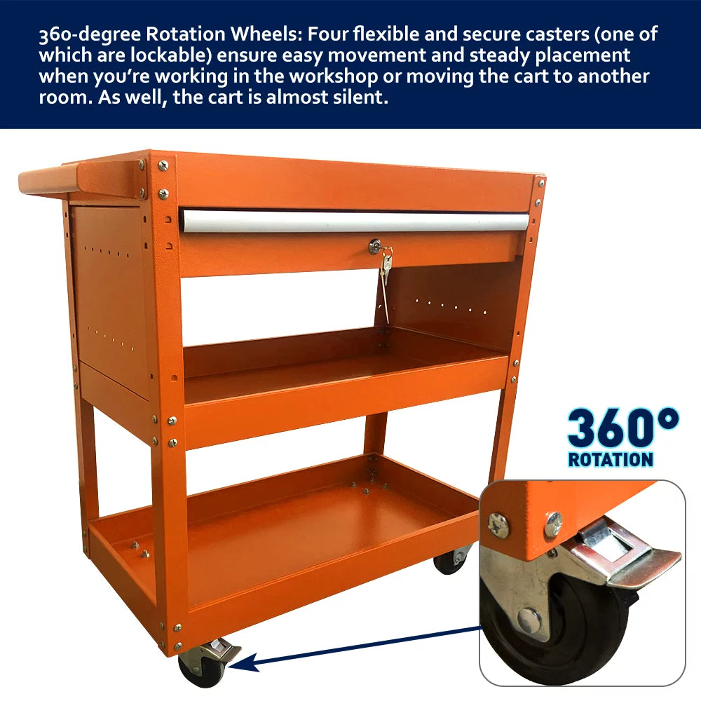 Black 4-Wheel Rolling Tool Cart O12956