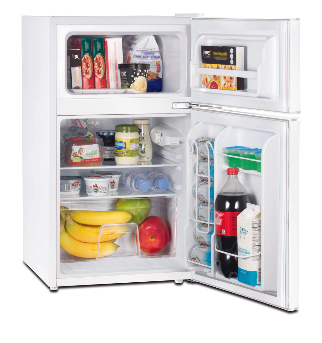 3.2 Cu Ft Two Door Mini Fridge with Freezer, White U993