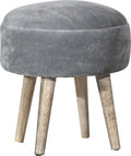 Gray Velvet Backless Vanity Stool Y521892