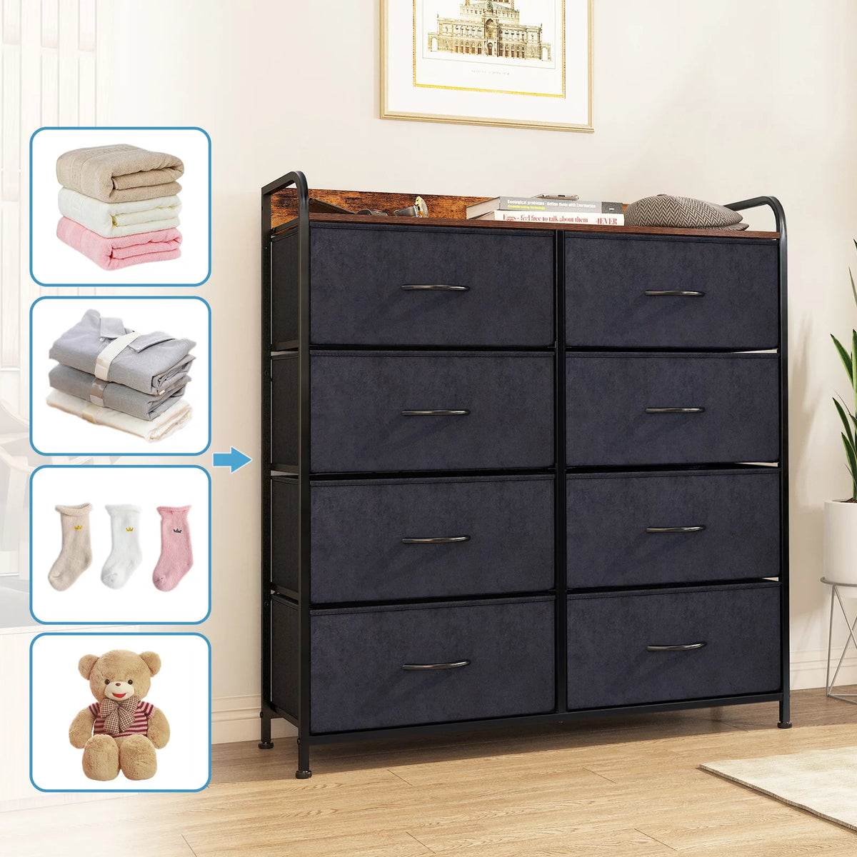 8 Drawer Dresser with Rustic Finish B588