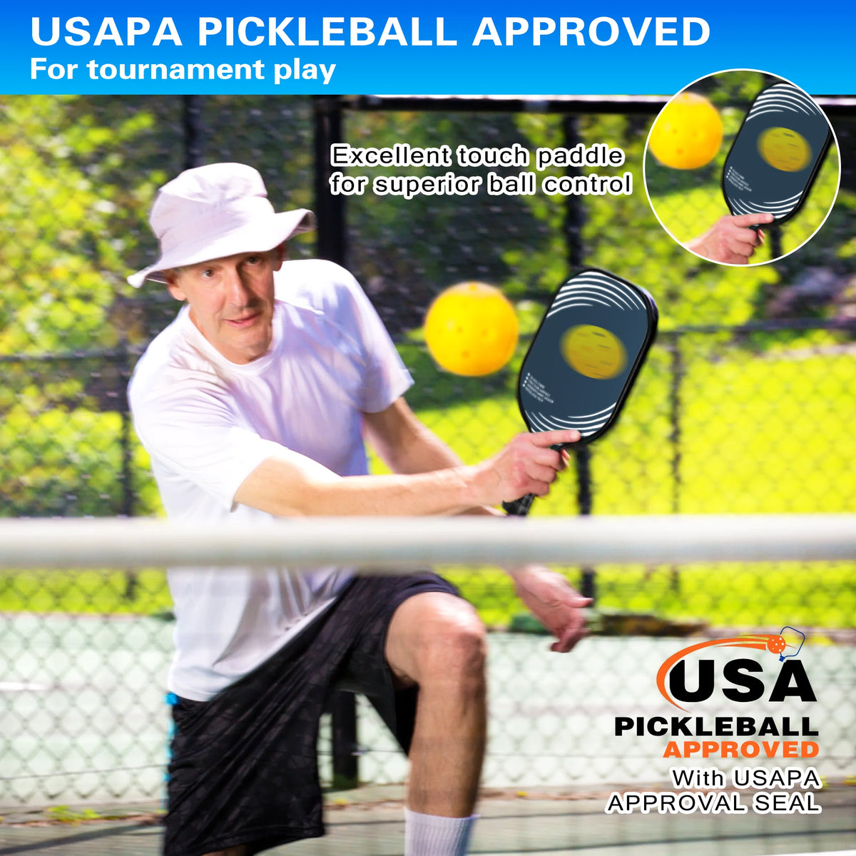 Lightweight Fiberglass Pickleball Paddles Set with 4 Balls I27526
