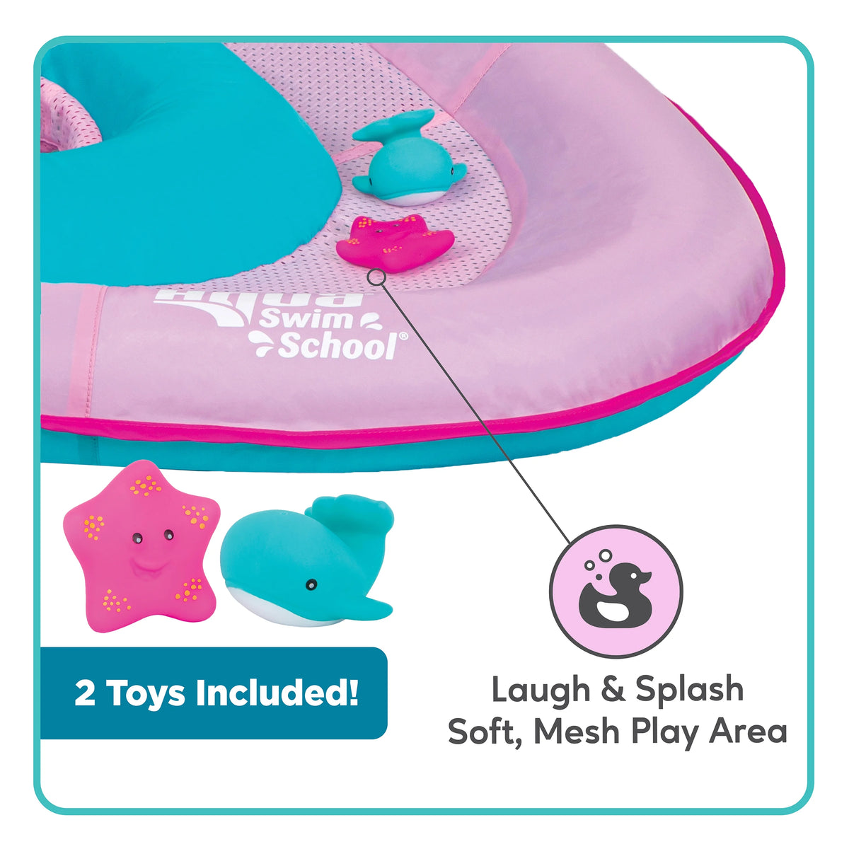 Pink Baby Pool Float Boat with 2 Toys D571839